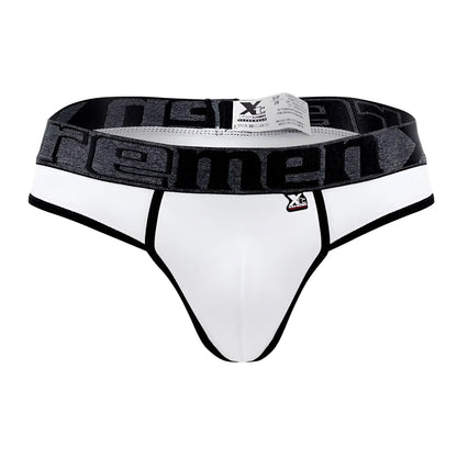 White men’s microfiber briefs with black trim and gray xtreme branded waistband from Xtremen 91101X collection