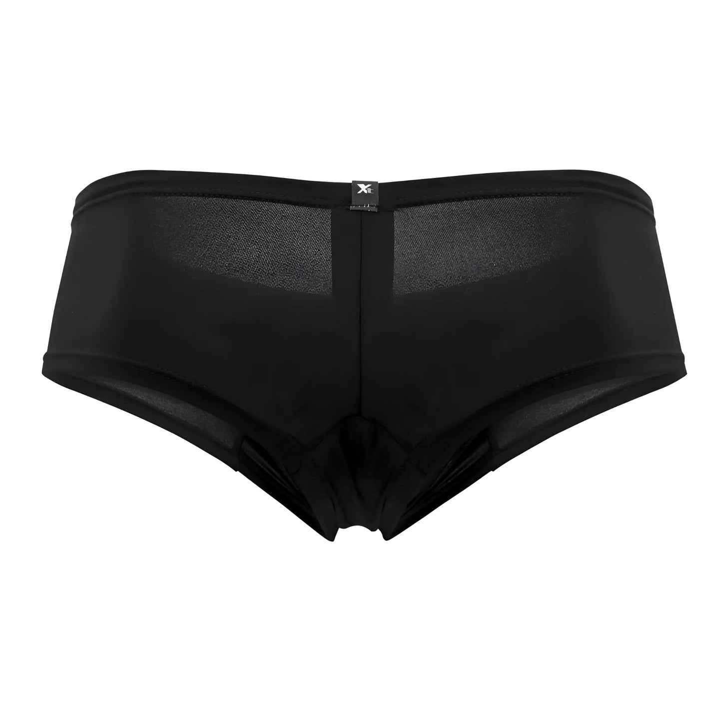 Black xtremen 91103x microfiber trunks with sleek form-fitting black mesh briefs and subtle brand tag on waistband
