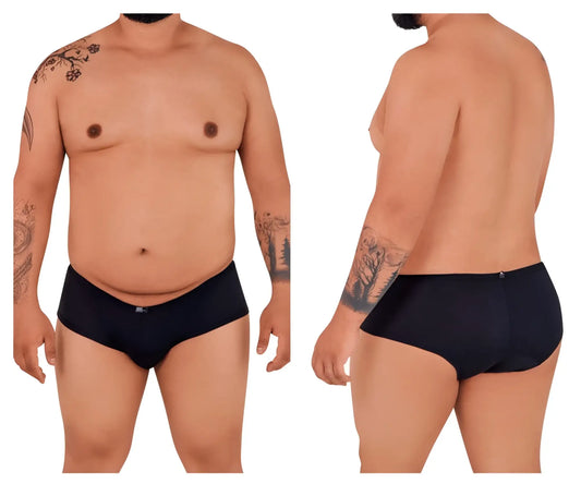 Black xtremen 91103X microfiber trunks with a smooth form-fitting design and a small brand tag on the waistband
