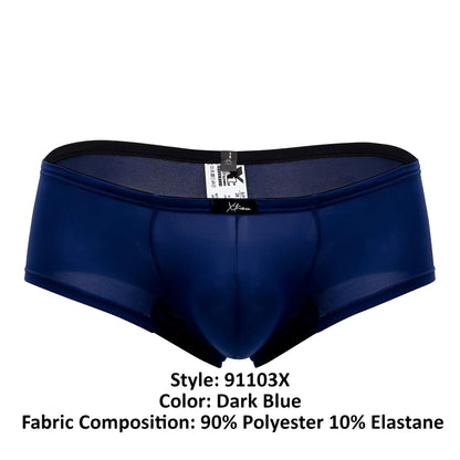 Dark blue xtremen 91103X microfiber trunks with black waistband mesh panels made from 90 polyester 10 elastane