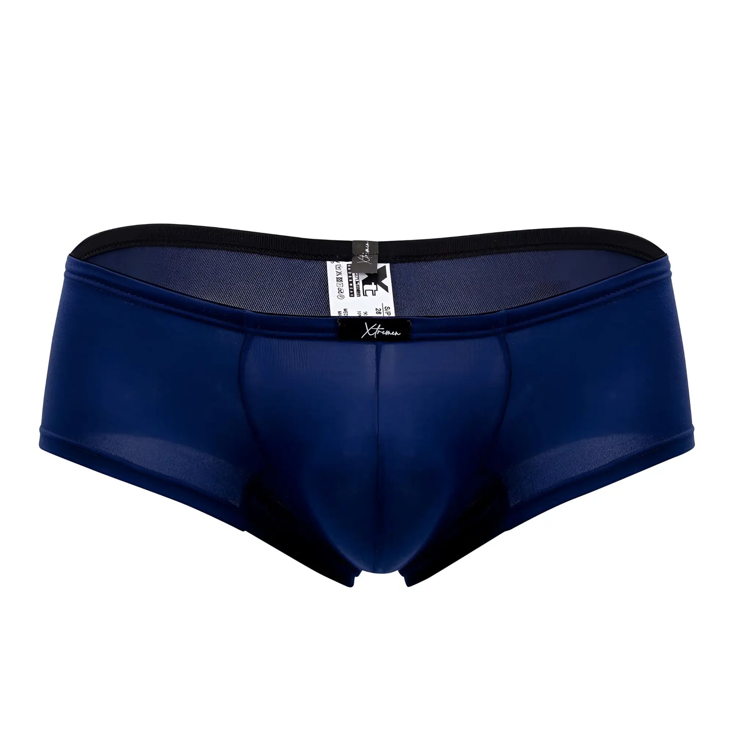 Navy blue Xtremen 91103X microfiber mesh briefs with black elastic waistband and trim for comfortable fit