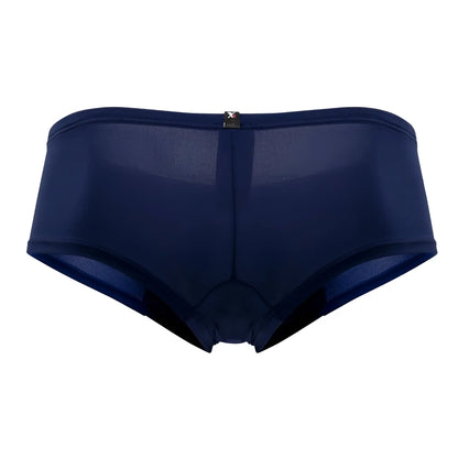 Navy blue xtremen 91103x microfiber trunks with smooth seamless design and black brand tag at waistband