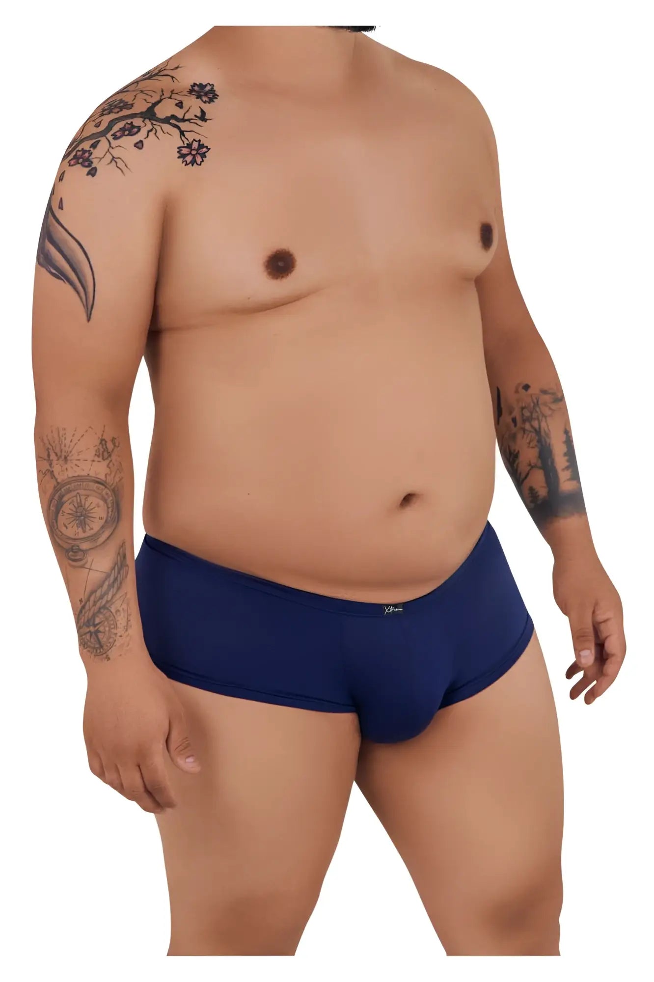 Navy blue microfiber briefs with a subtle brand logo on the waistband xtremen 91103x microfiber trunks dark blue