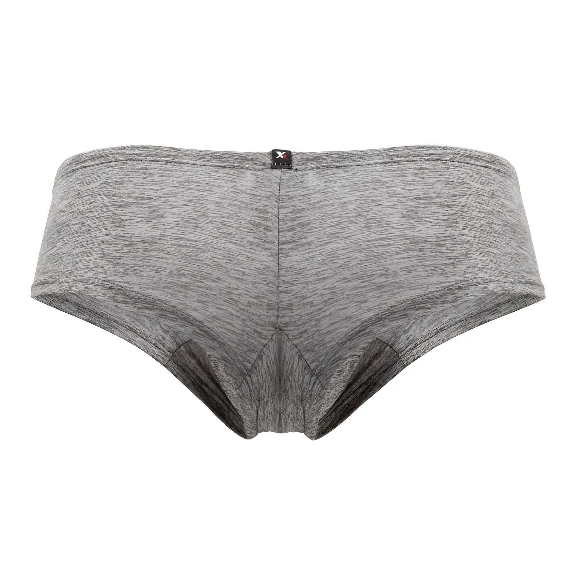 Xtremen 91103x microfiber trunks in jasper gray feature gray heathered briefs with subtle textured fabric and black brand tag