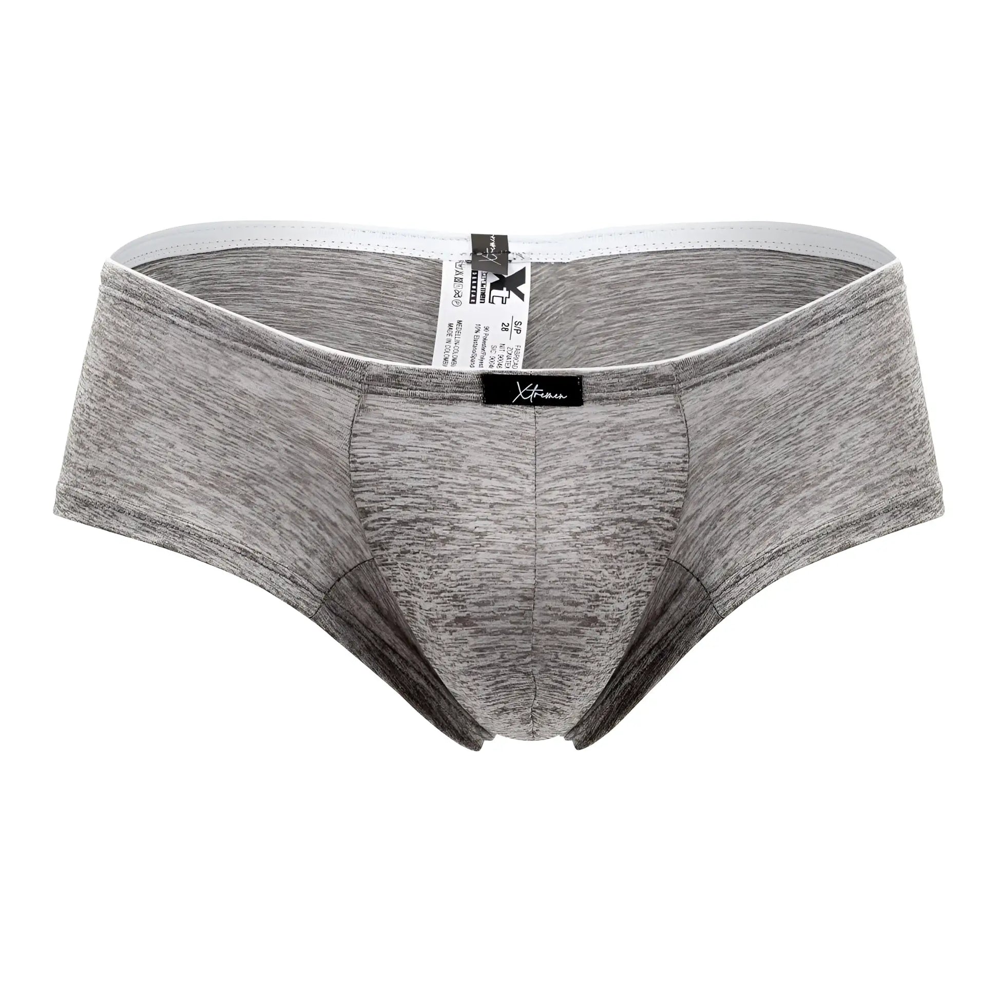 Xtremen 91103x microfiber trunks in jasper gray with gray heathered fabric white waistband and black brand tag