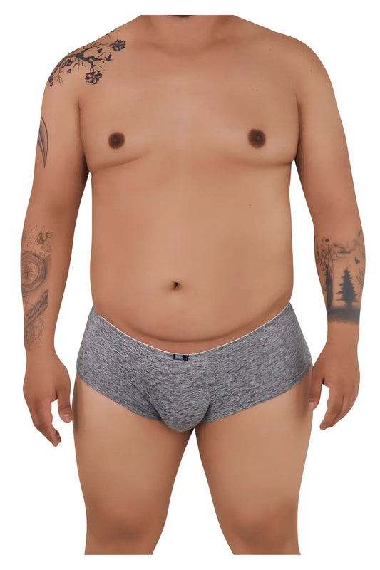 Xtremen 91103X microfiber trunks in jasper gray with gray heathered briefs and a subtle elastic waistband