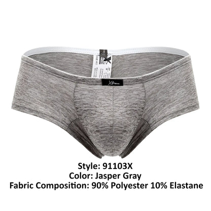 Xtremen 91103x microfiber trunks in jasper gray heathered fabric blend of polyester and elastane with branded waistband label