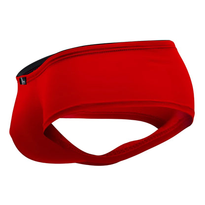 Xtremen 91103x microfiber trunks in red featuring a red elastic headband with black mesh lining and small brand tag