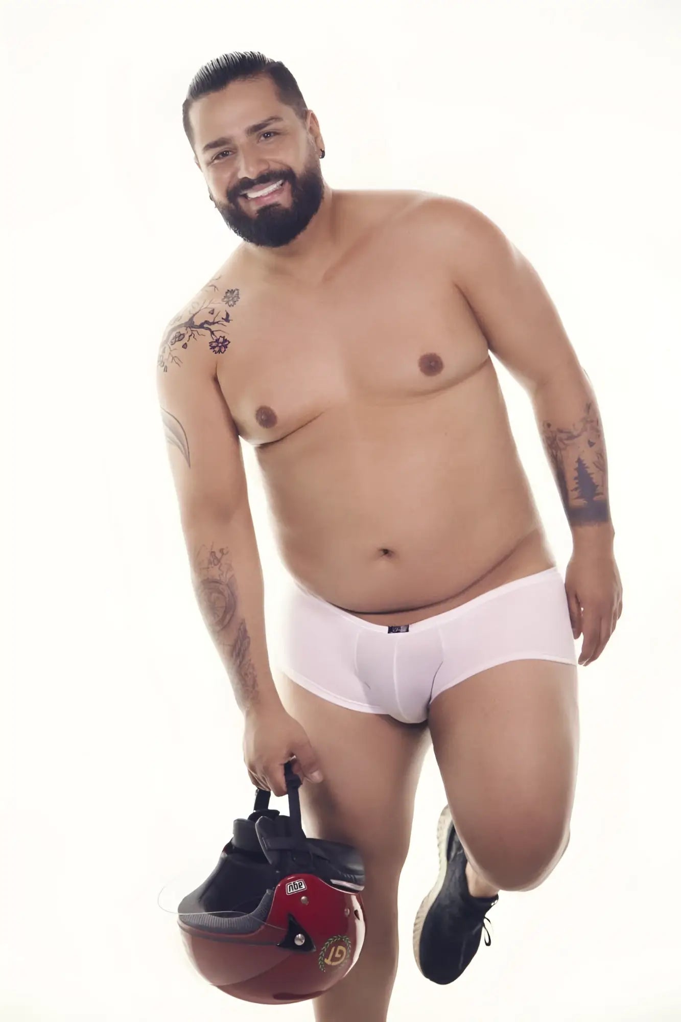 White microfiber briefs with a small black logo on the waistband from xtremen 91103x microfiber trunks collection