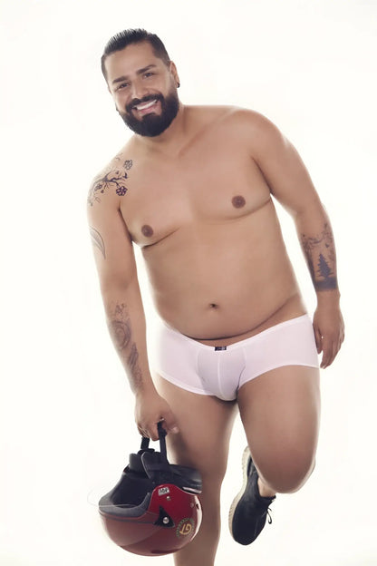 White microfiber briefs with a small black logo on the waistband from xtremen 91103x microfiber trunks collection