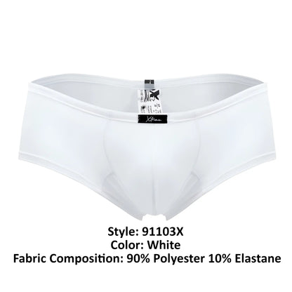 White xtremen 91103x microfiber trunks made of 90 polyester 10 elastane with branded waistband tag and sleek design