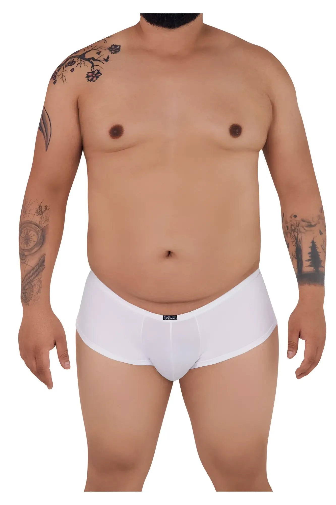 White xtremen 91103x microfiber trunks with a smooth form-fitting design and black brand tag on the waistband