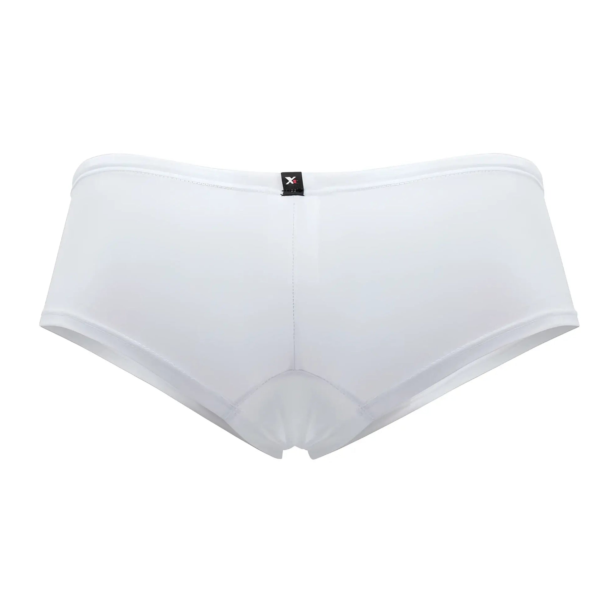 Xtremen 91103x white microfiber trunks with a subtle sheen and a small black brand tag at the waistband