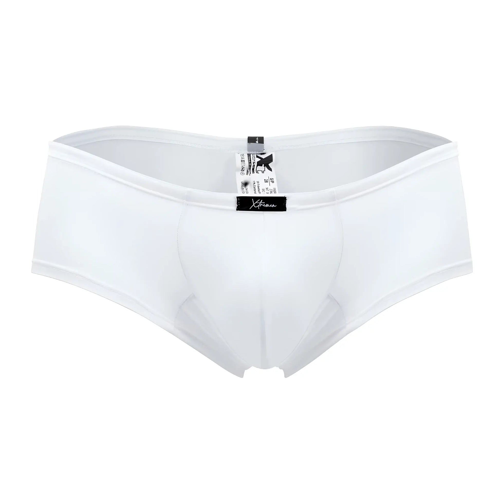 White xtremen 91103x microfiber trunks for men featuring smooth form-fitting briefs with elastic waistband