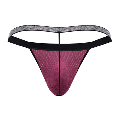 Xtremen 91144 mesh g-string in fuchsia featuring a sleek gradient magenta thong with black and silver waistband