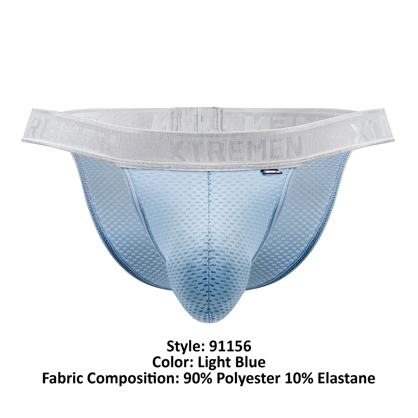 Light blue Xtremen 91156 Capriati bikini briefs with breathable mesh fabric and gray elastic waistband with extreme brand name