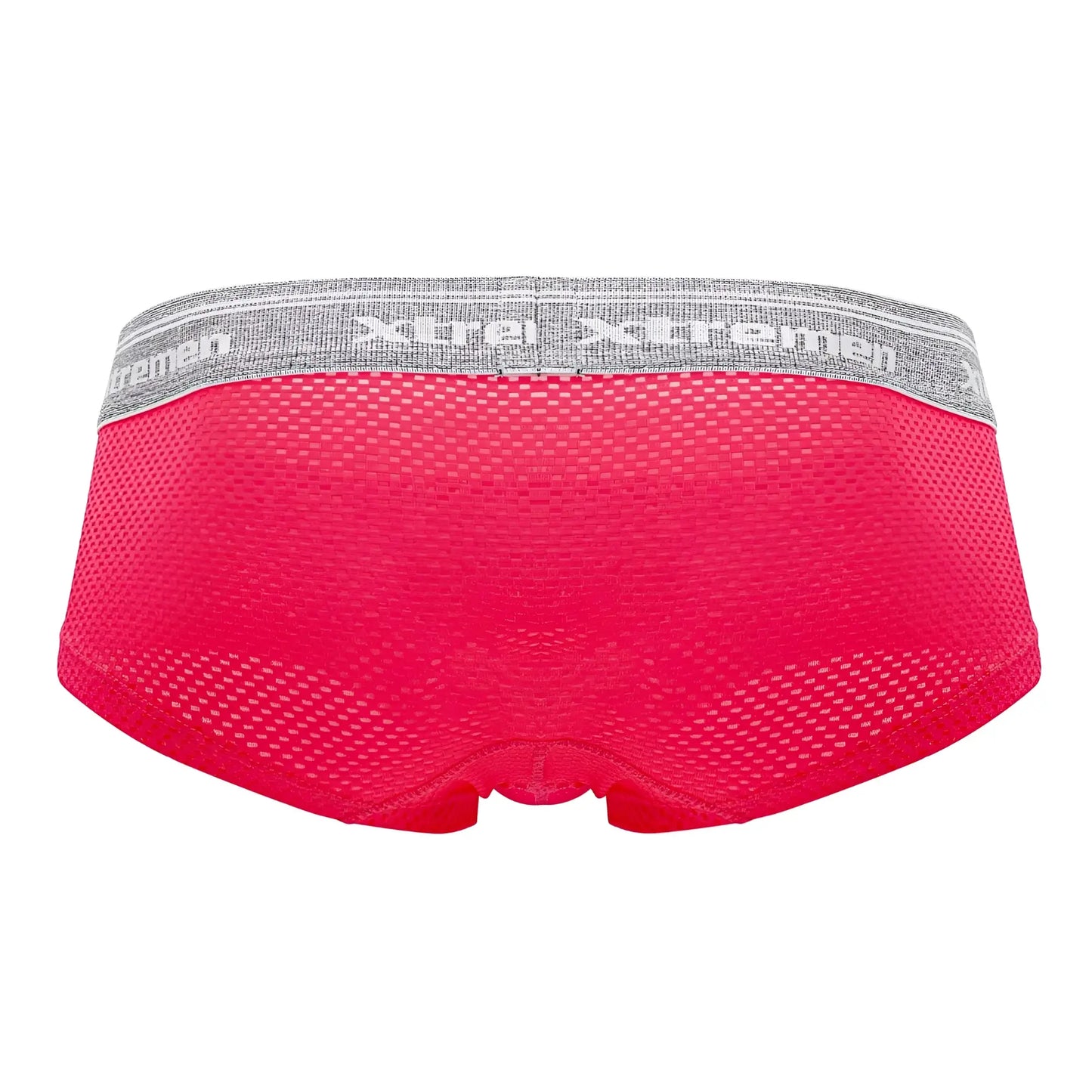 Xtremen 91158 capriati trunks bright pink mesh briefs with gray elastic waistband featuring xtreme branding