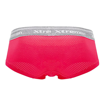 Xtremen 91158 capriati trunks bright pink mesh briefs with gray elastic waistband featuring xtreme branding