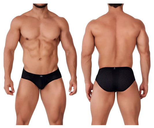 Xtremen 91169 black mesh briefs with subtle perforated pattern and small logo on the waistband