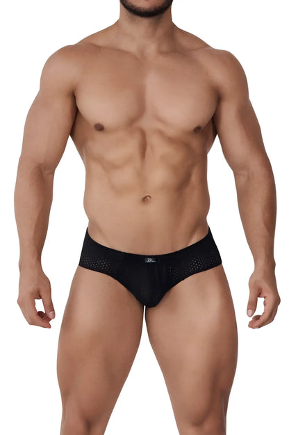 Xtremen 91169 black mesh briefs with subtle perforated texture and small logo on the waistband