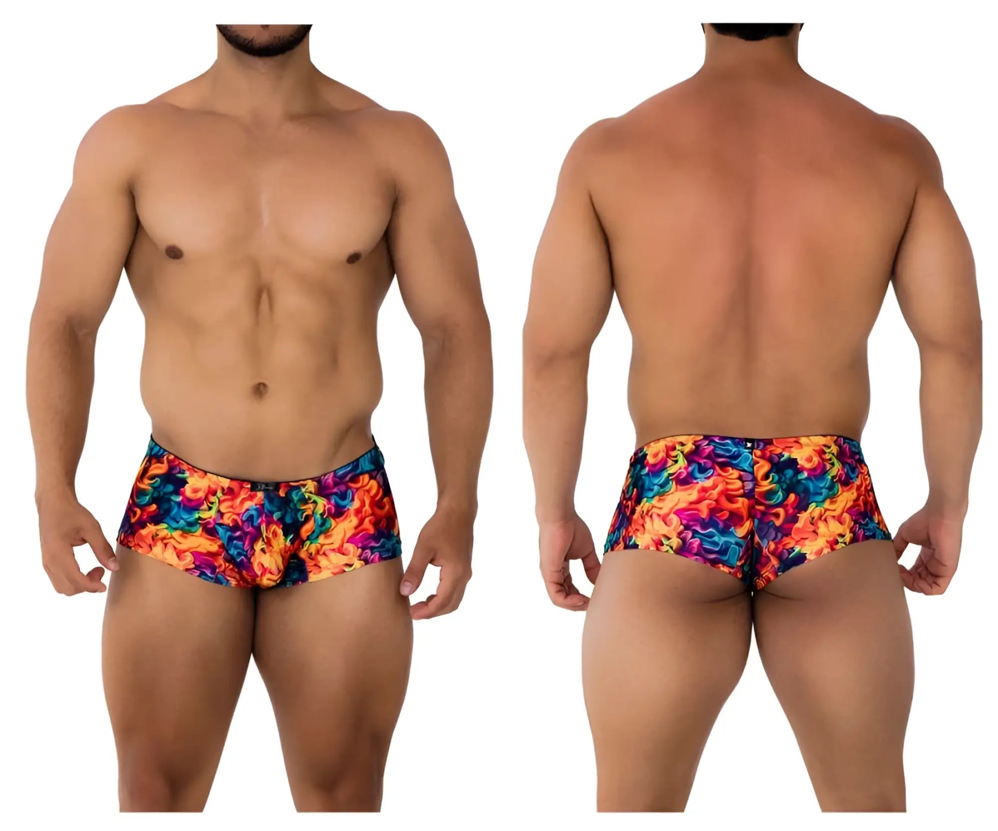 Xtremen 91170 printed trunks in vibrant flame-patterned orange blue and purple swim shorts for bold beachwear