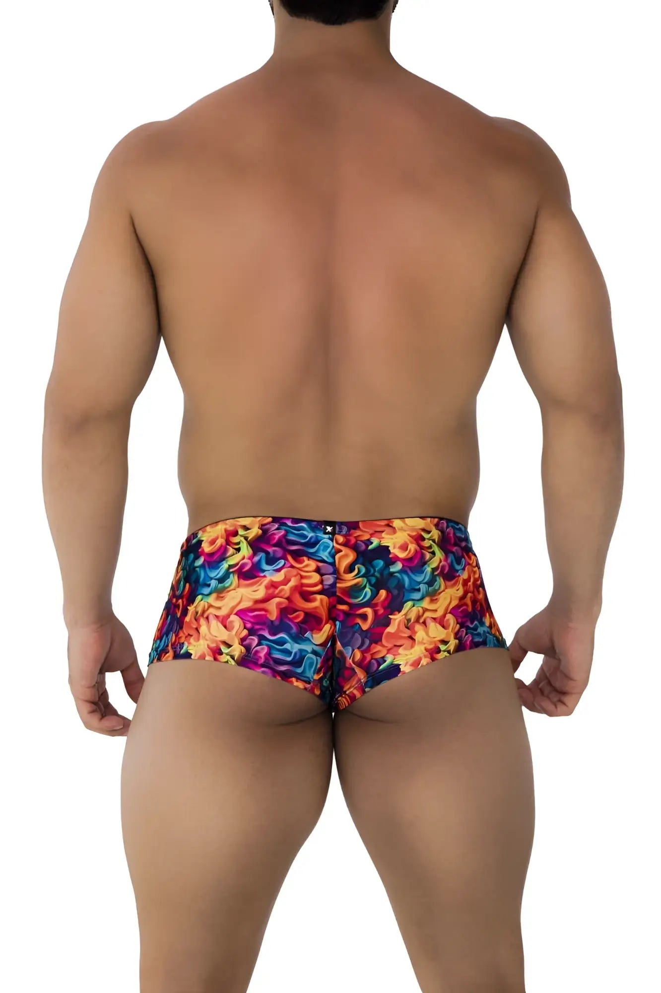 Vibrant xtremen 91170 printed trunks with multicolored flame pattern and bold eye-catching swimwear design