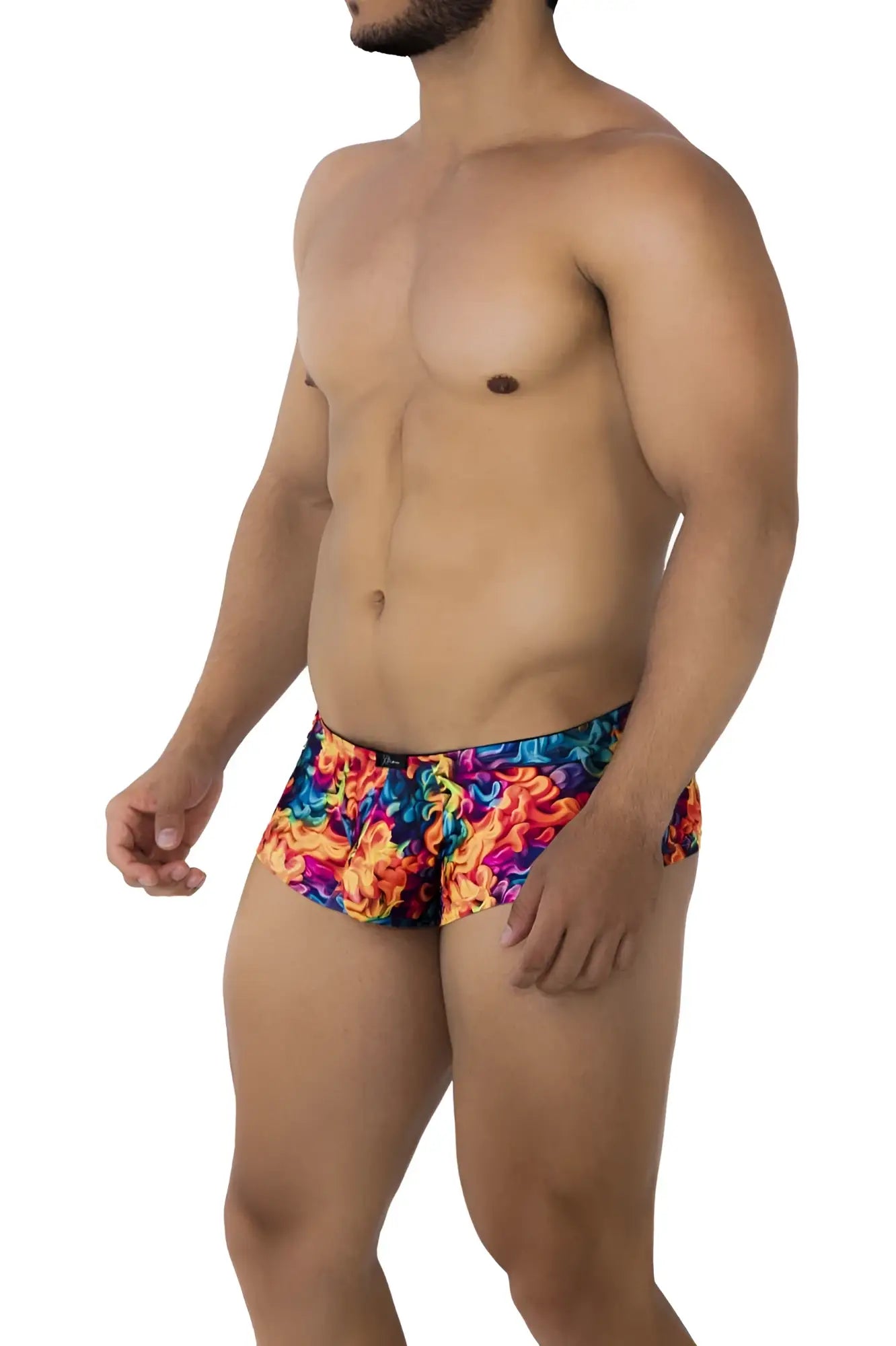 Xtremen 91170 printed trunks feature vibrant multicolored swirling rainbow pattern swim shorts for active use