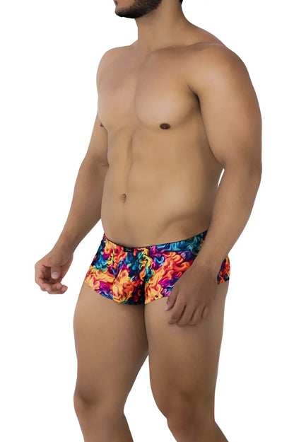 Xtremen 91170 printed trunks feature vibrant multicolored swirling rainbow pattern swim shorts for active use