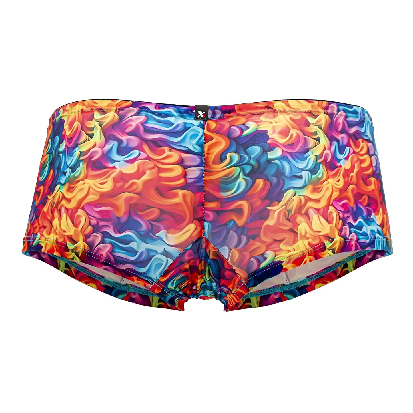Xtremen 91170 printed trunks fire color featuring vibrant rainbow swim trunks with swirling abstract pattern
