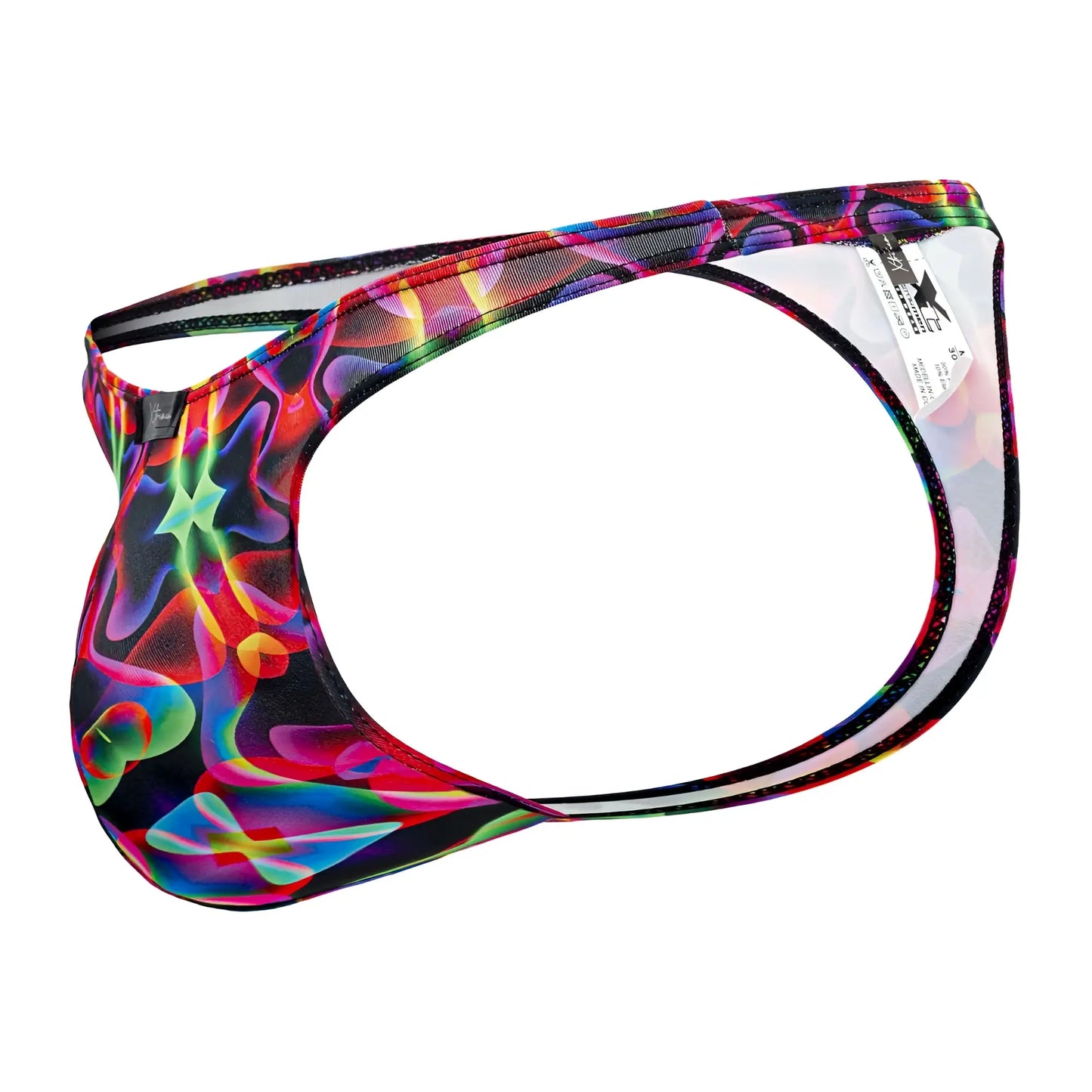 Vibrant neon abstract patterned men’s briefs xtremen 91171 printed thongs color bows with mesh and stretch fabric design