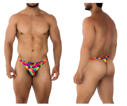 Xtremen 91171 printed thongs color cubes rainbow geometric pattern men’s briefs with vibrant color cubes design