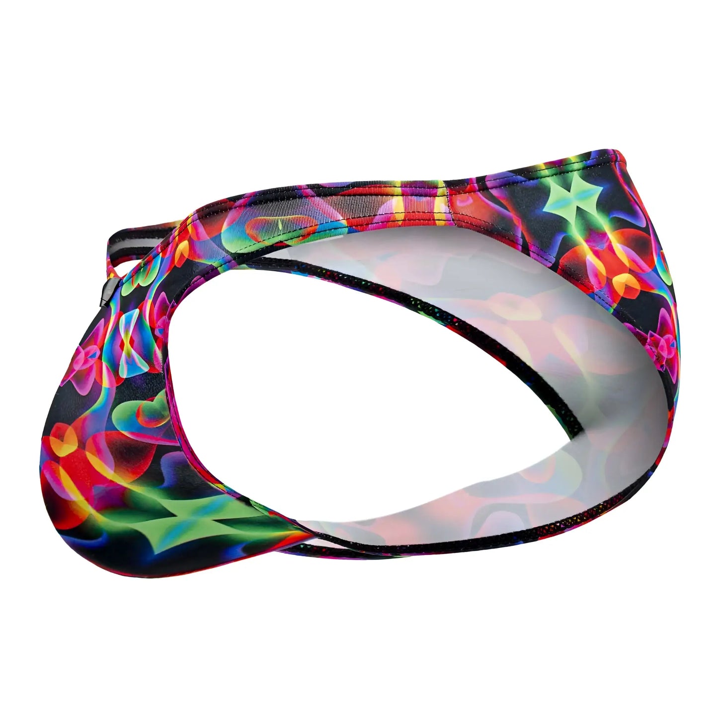 Xtremen 91172 printed bikini with vibrant neon-colored swimwear featuring a black base and glowing abstract floral patterns