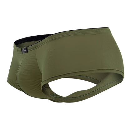 Olive green xtremen 91175 microfiber athletic briefs with black elastic waistband and subtle ribbed texture