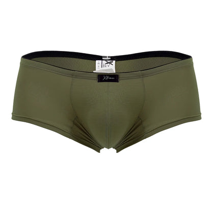 Olive green xtremen 91175 microfiber trunks with black elastic waistband and textured fabric for men
