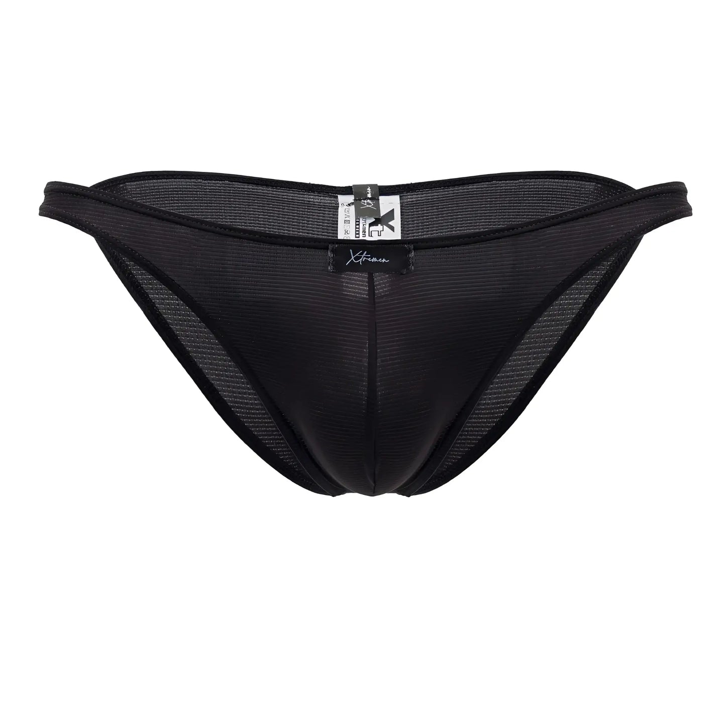 Xtremen 91177 black microfiber bikini briefs with sleek form-fitting design and subtle branding tags