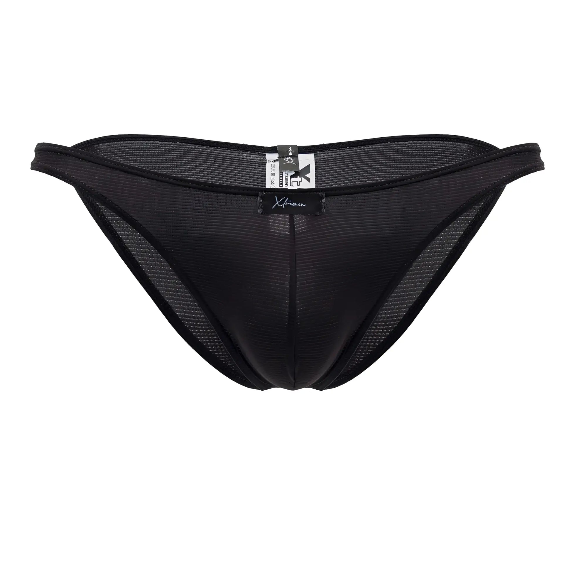 Xtremen 91177 black microfiber bikini briefs with sleek form-fitting design and subtle branding tags
