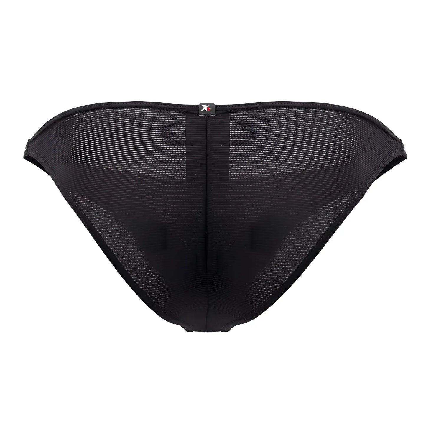 Black xtremen 91177 microfiber bikini briefs with subtle textured mesh pattern and small logo tag on the back