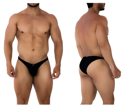 Xtremen 91177 microfiber bikini briefs in black featuring a sleek form-fitting design with a subtle front logo