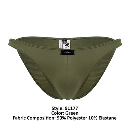 Olive green xtremen 91177 microfiber bikini briefs made from 90 polyester 10 elastane with textured form fitting design