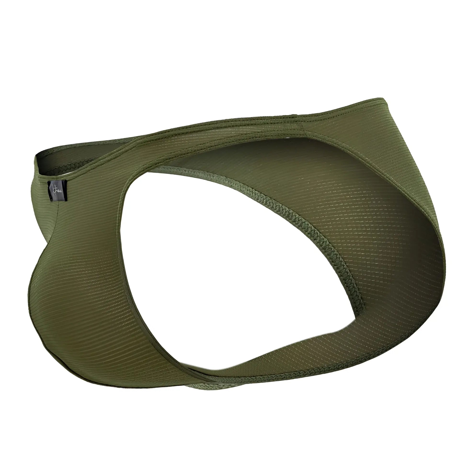 Olive green xtremen 91177 microfiber bikini briefs with textured stretchy fabric and reinforced seams for athletic use