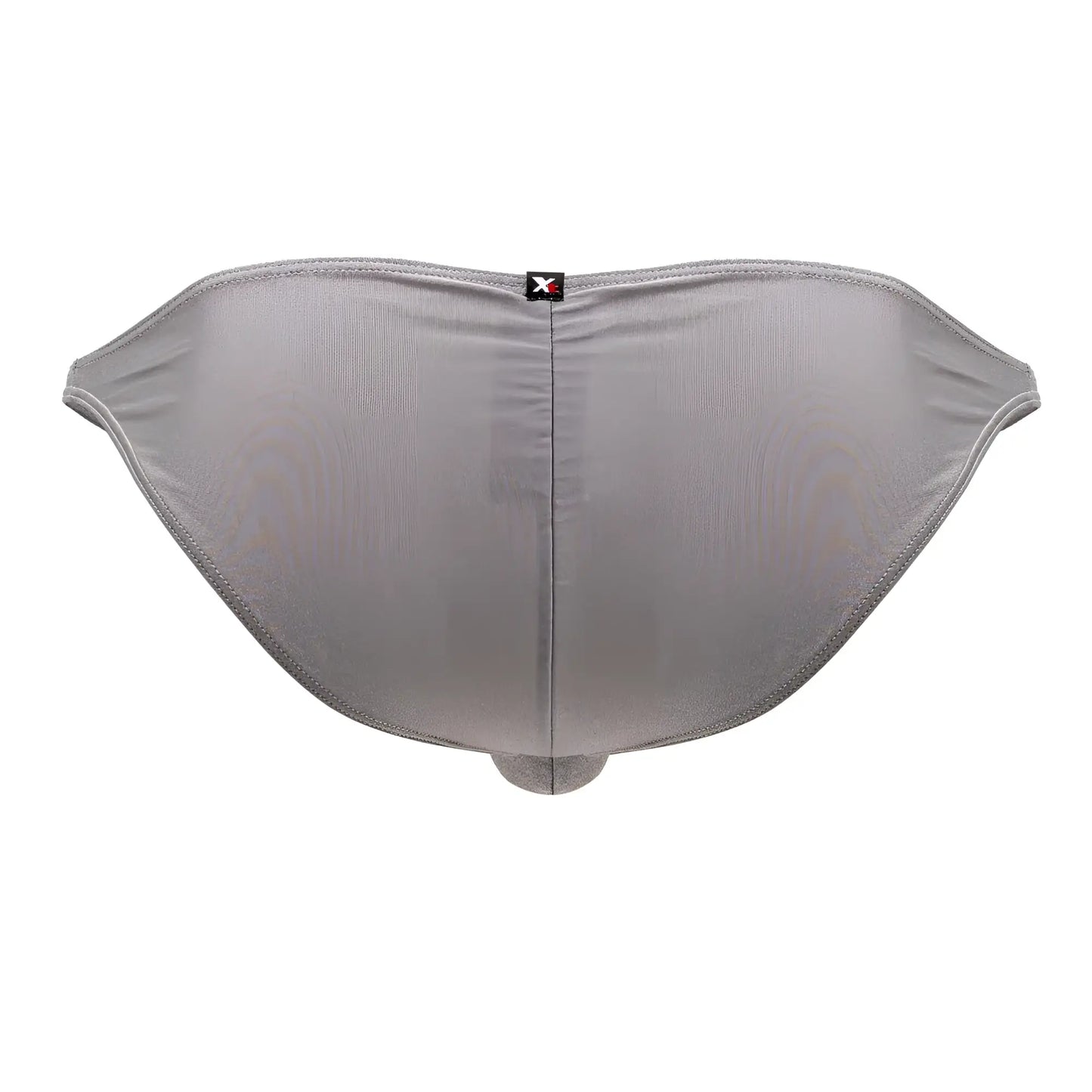 Xtremen 91179 microfiber bikini men’s briefs in silver gray with metallic texture and central seam back view