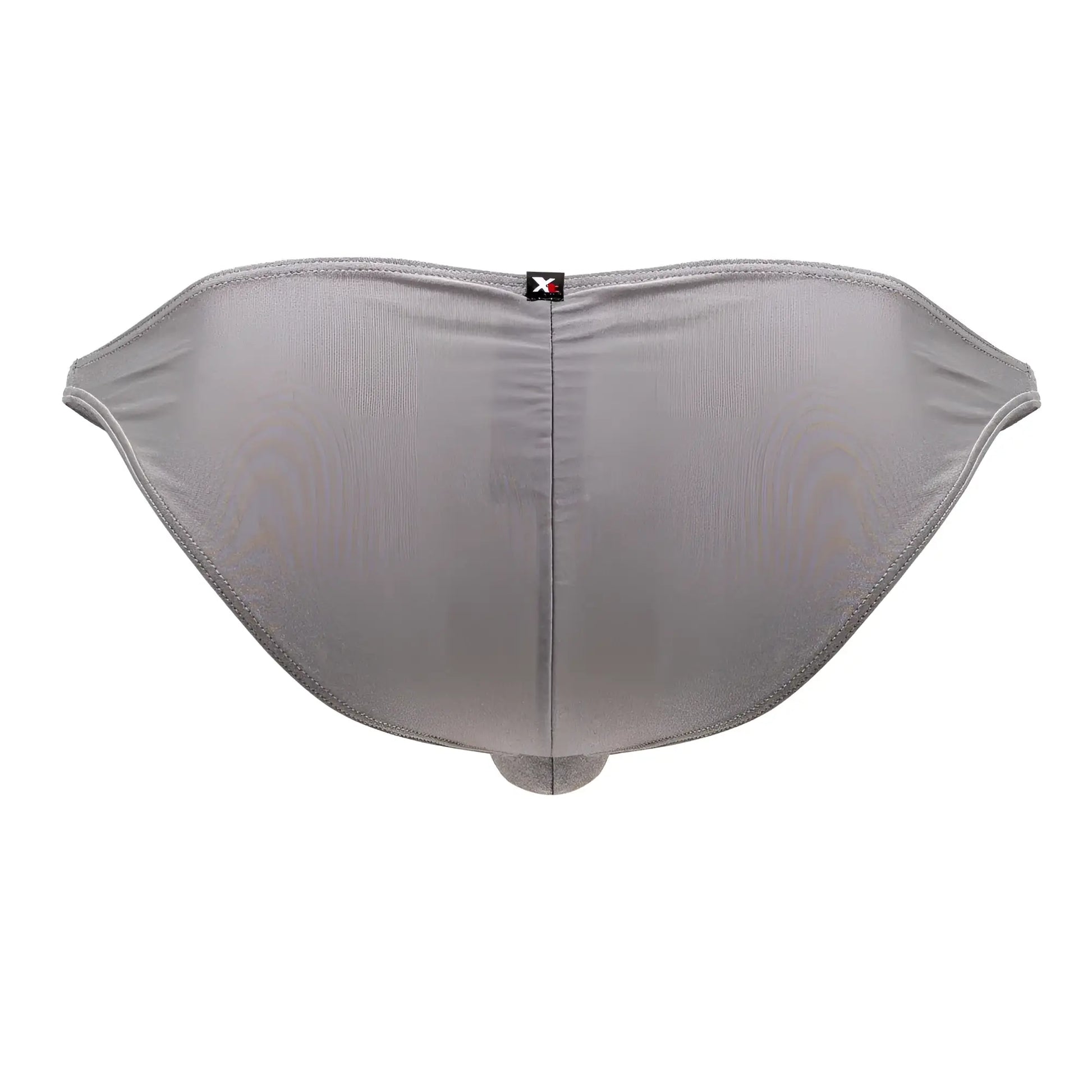Xtremen 91179 microfiber bikini men’s briefs in silver gray with metallic texture and central seam back view