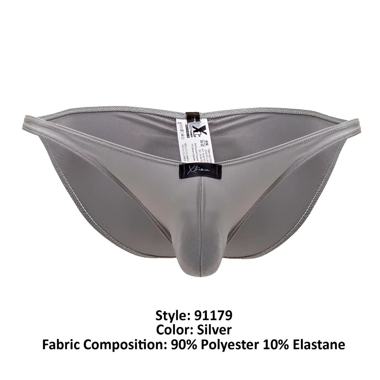 Silver xtremen 91179 microfiber bikini men’s thong with sleek form-fitting design made of 90 polyester 10 elastane