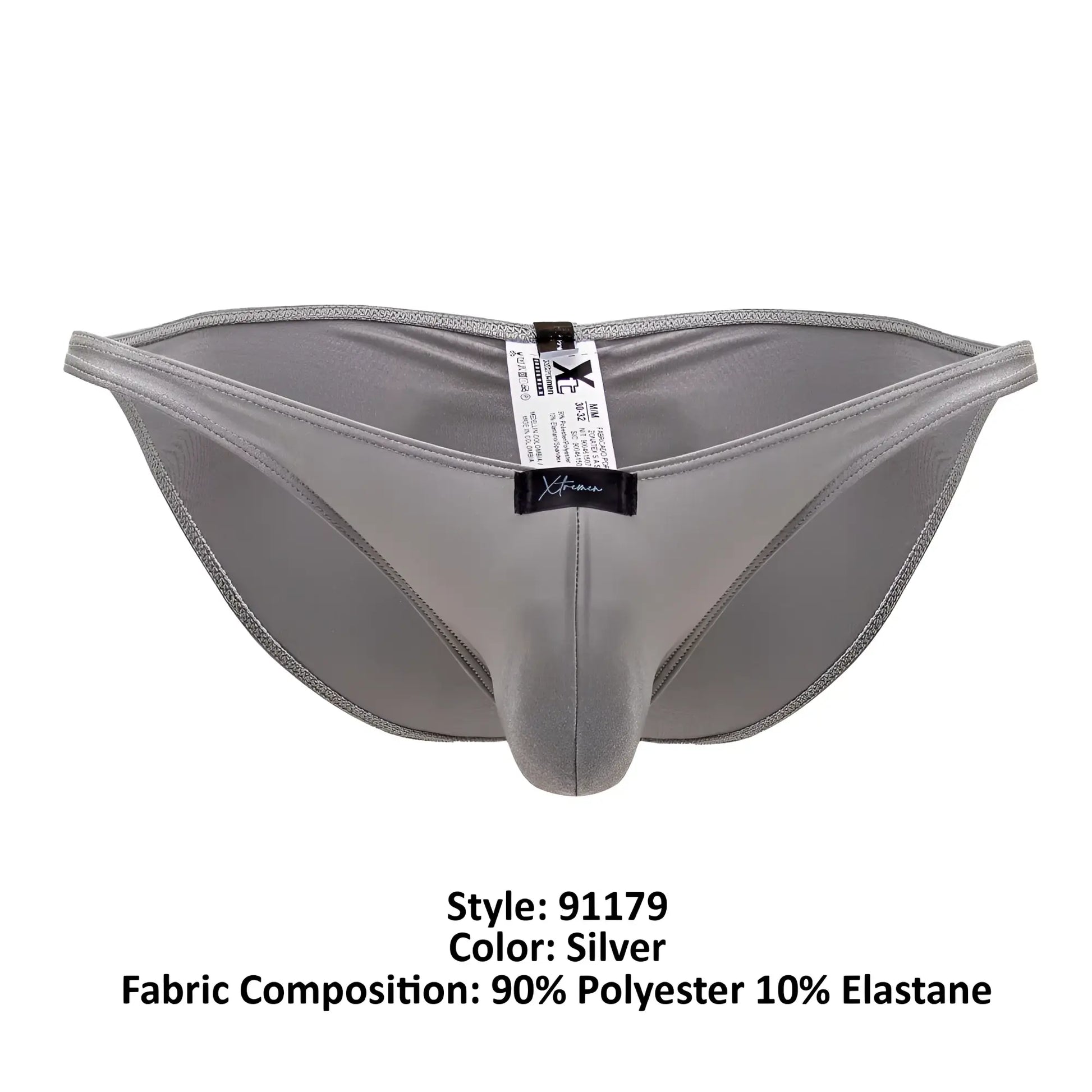 Silver xtremen 91179 microfiber bikini men’s thong with sleek form-fitting design made of 90 polyester 10 elastane