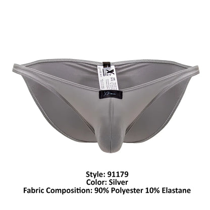 Silver xtremen 91179 microfiber bikini men’s thong with sleek form-fitting design made of 90 polyester 10 elastane