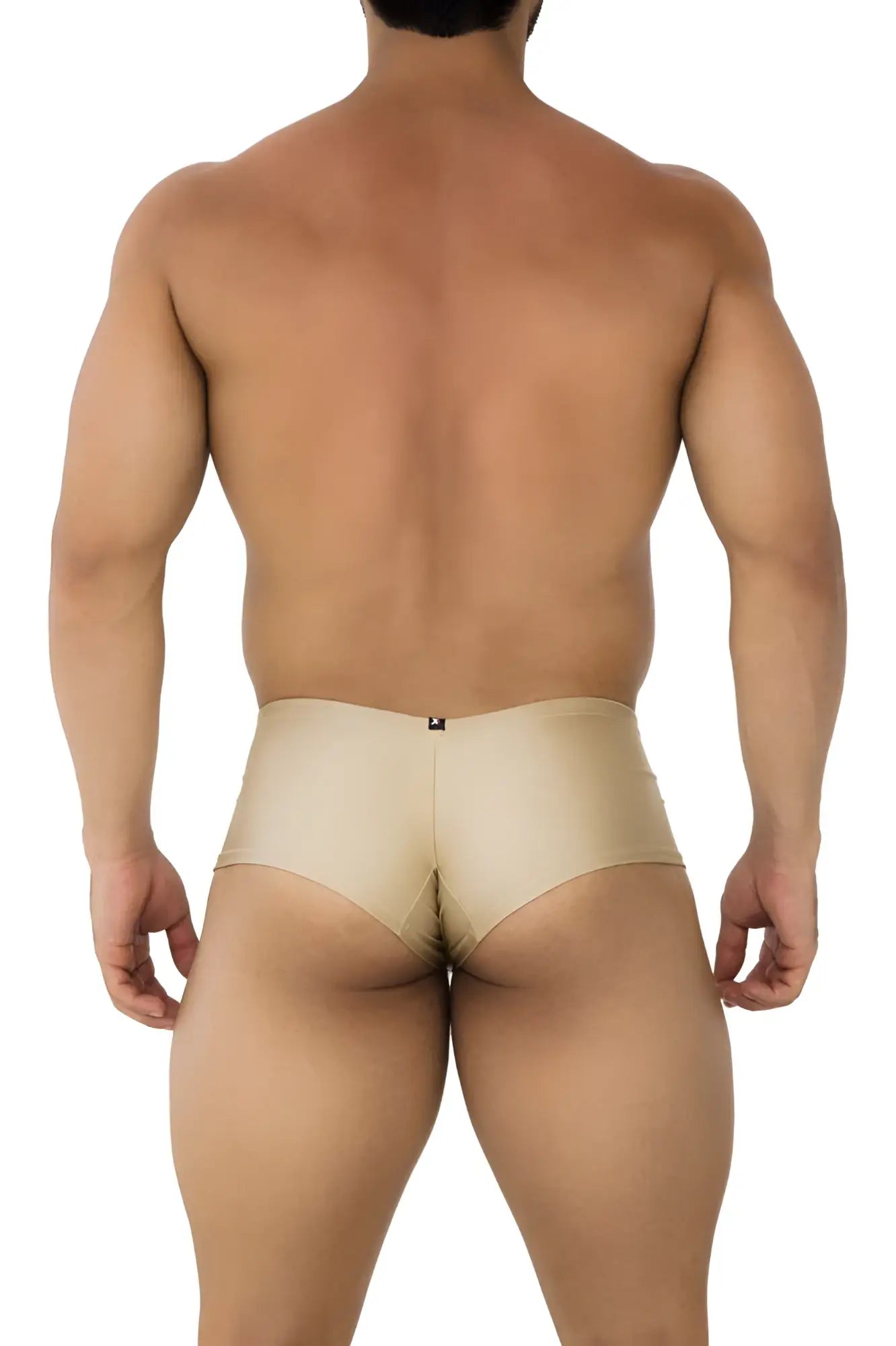 Beige satin xtremen 91180 microfiber trunks with a sleek form-fitting design in gold color