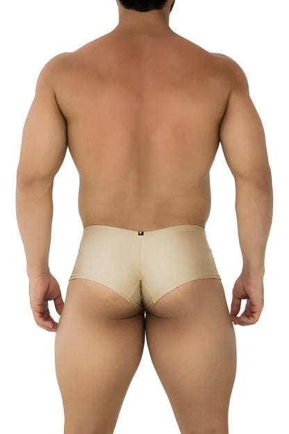 Beige satin xtremen 91180 microfiber trunks with a sleek form-fitting design in gold color