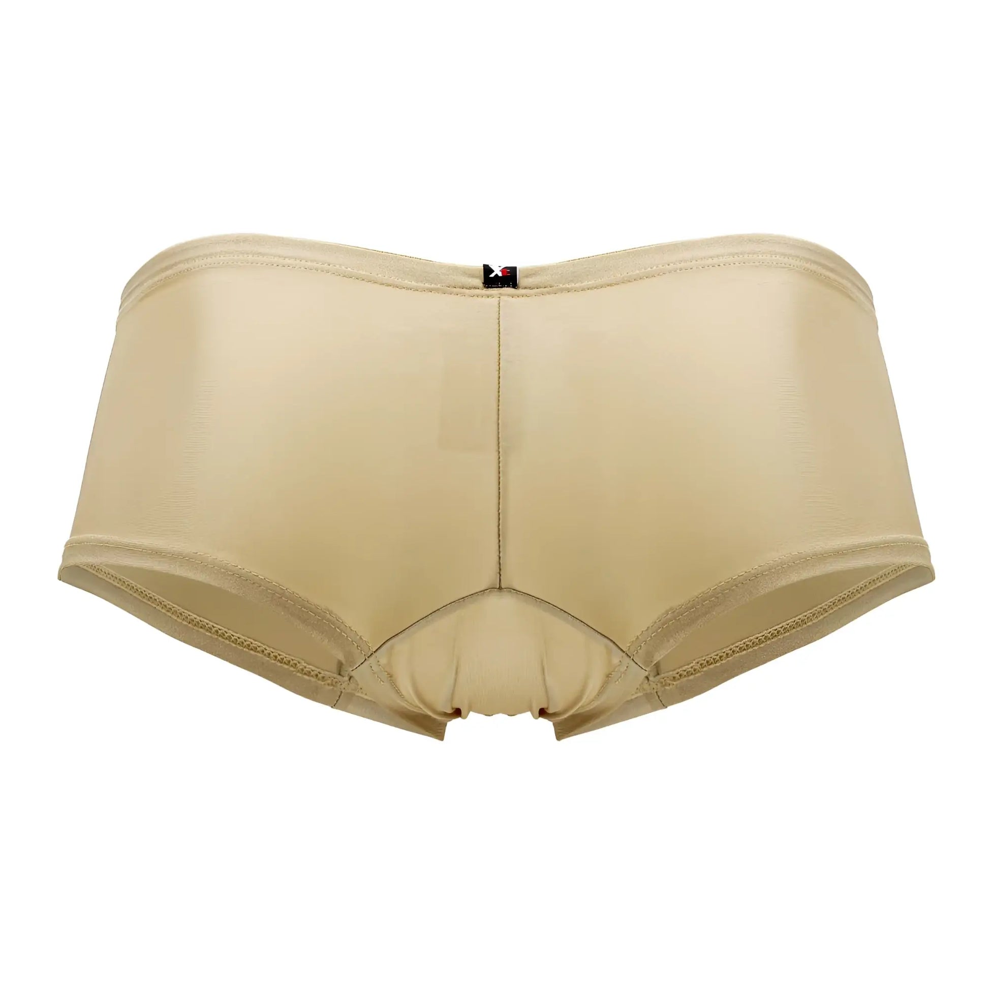 Beige xtremen 91180 microfiber trunks with smooth stretchy fabric and small black logo on the waistband in gold color