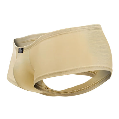 Beige Xtremen 91180 microfiber trunks for men with stretchy fabric contoured design and zipper closure in gold color