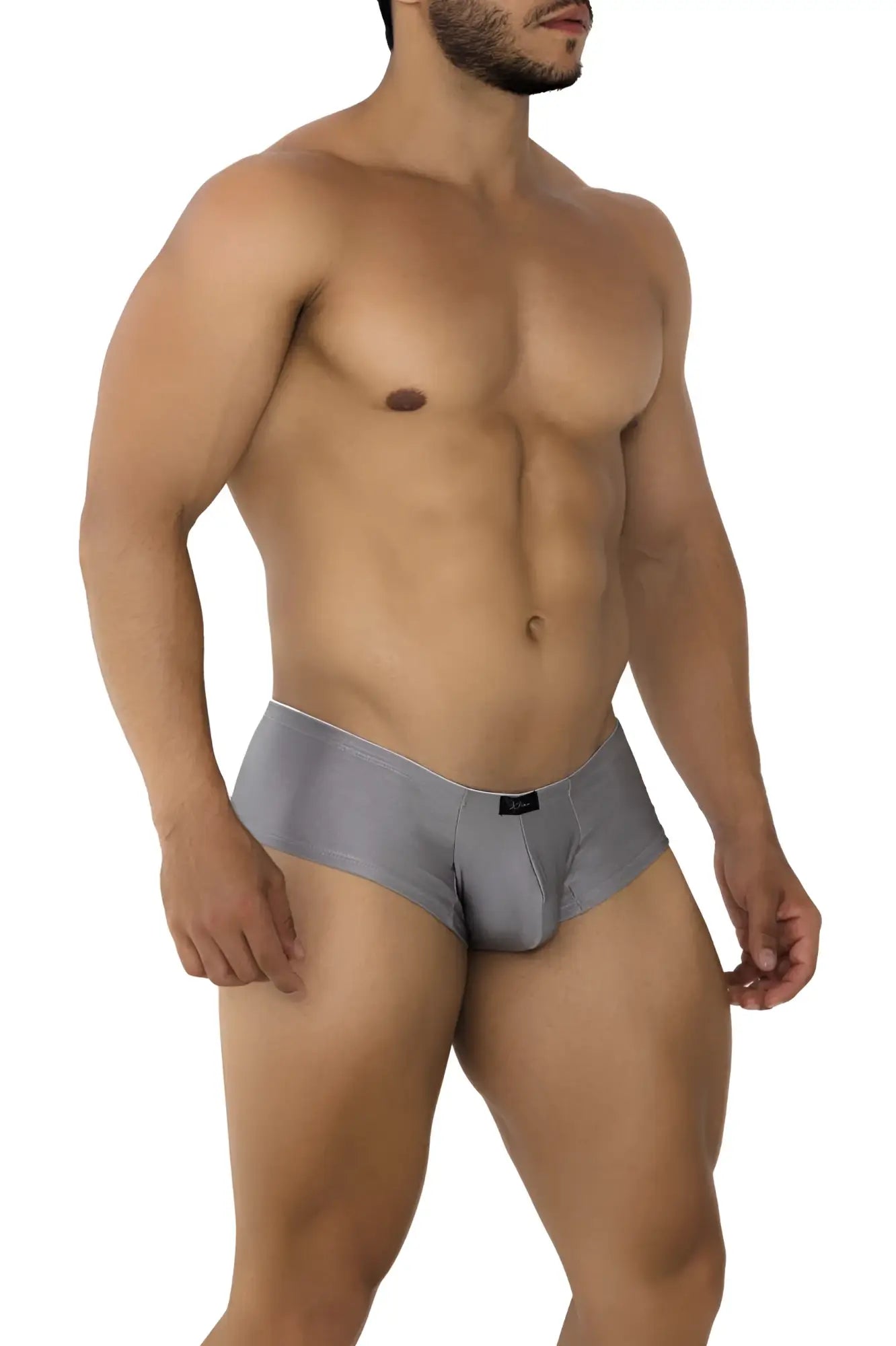 Gray Xtremen 91180 microfiber trunks with form-fitting stretchy fabric and subtle black logo on waistband